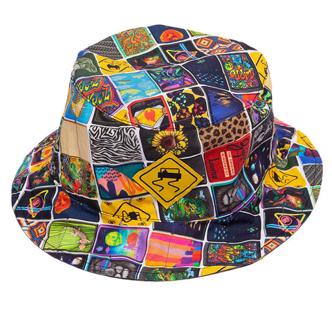 Front shot of ˫ x SKIDZ Bucket Hat, showing the ˫ side of the hat.